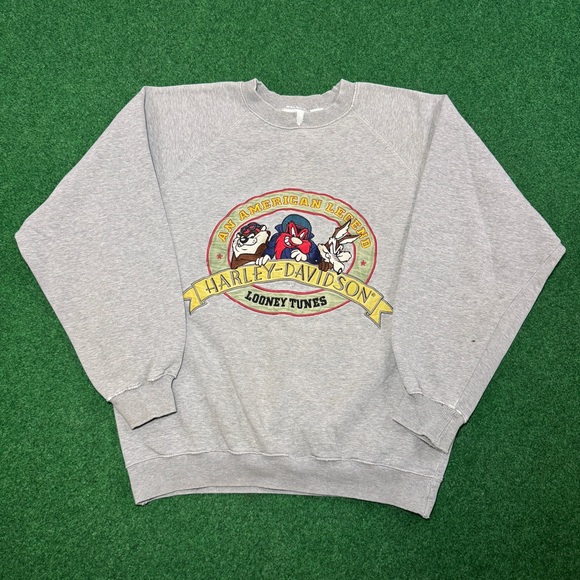 Harley-Davidson Other - Vintage 90s Harley Davidson Looney Tunes Large Biker Crewneck M/L Sweatshirt